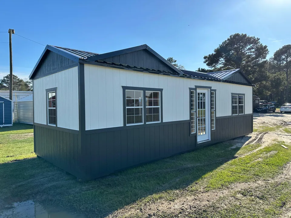 Two-tone cream and charcoal cabin